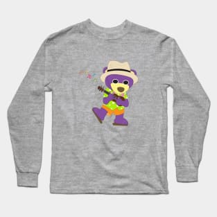 Mr.purple bear is playing Ukulele Long Sleeve T-Shirt